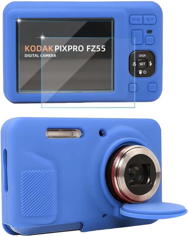 Frevyve Case for Kodak PIXPRO FZ55 Digital Camera Accessories, Soft Silicone Protective Case, Slim Fit Sleeve with Removable Lens Cover and Screen Protector, Lightweight, Anti-Scratch (Royal Blue) - Image 1